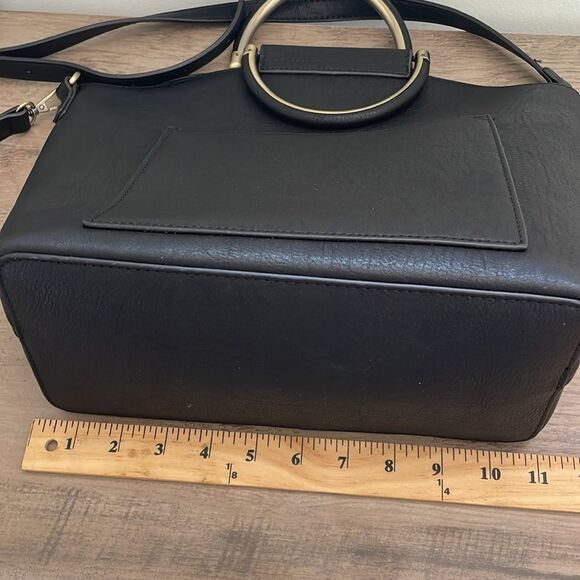 Antik Kraft Womens Black Vegan-Leather Crossbody Handbag - Picture 9 of 13